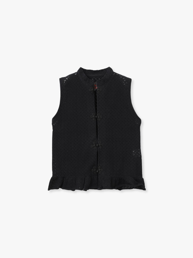 レース ニット スリーブレス トップ 詳細画像 black