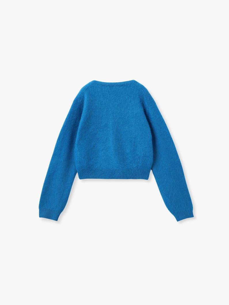 ガーメントダイ ベビー アルパカ ファー ニット クルーネック カーディガン 詳細画像 blue 1