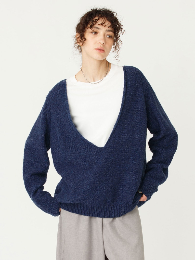 ソア Vネック ニットプルオーバー 詳細画像 navy 1