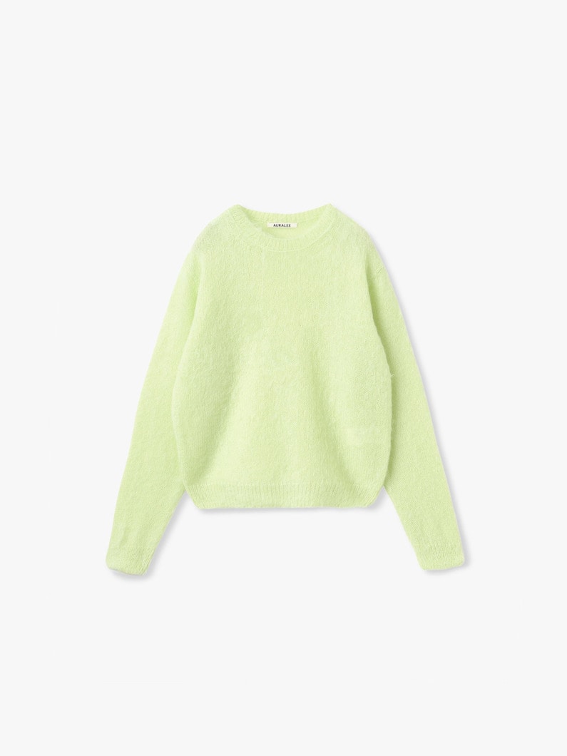 ブラッシュド スーパーキッドモヘア ニット プルオーバー 詳細画像 lime