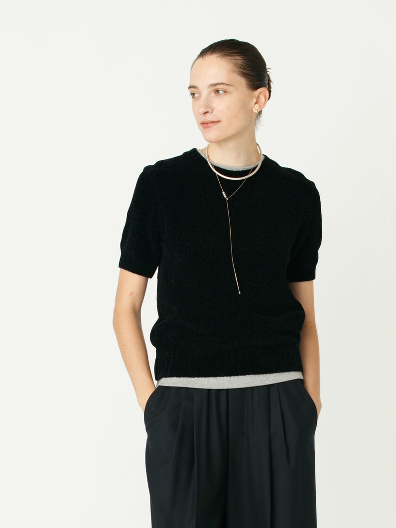 シルク モール ニット トップ 詳細画像 navy 3