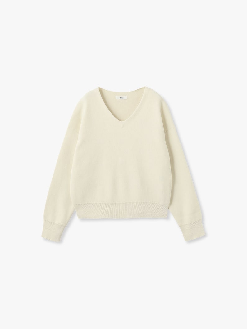 フリース Vネック ニットプルオーバー 詳細画像 ivory 5
