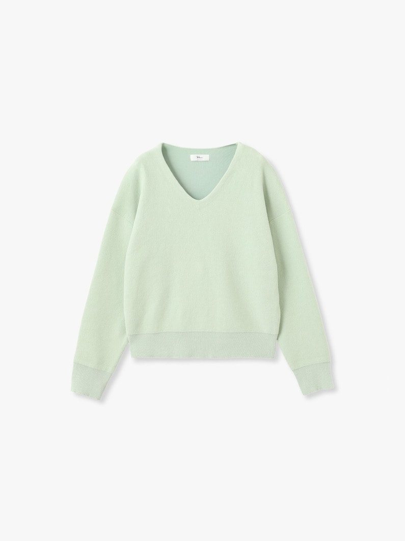 フリース Vネック ニットプルオーバー 詳細画像 mint