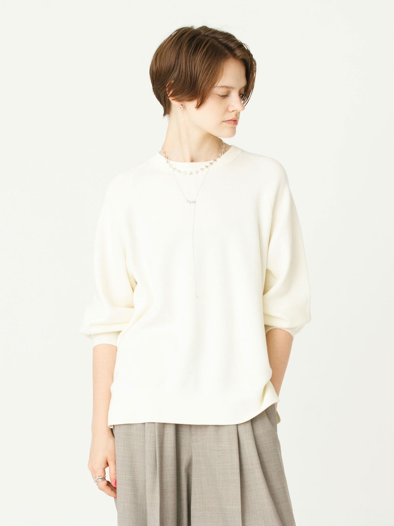 エアーコットン スムース ニット プルオーバー 詳細画像 white 2