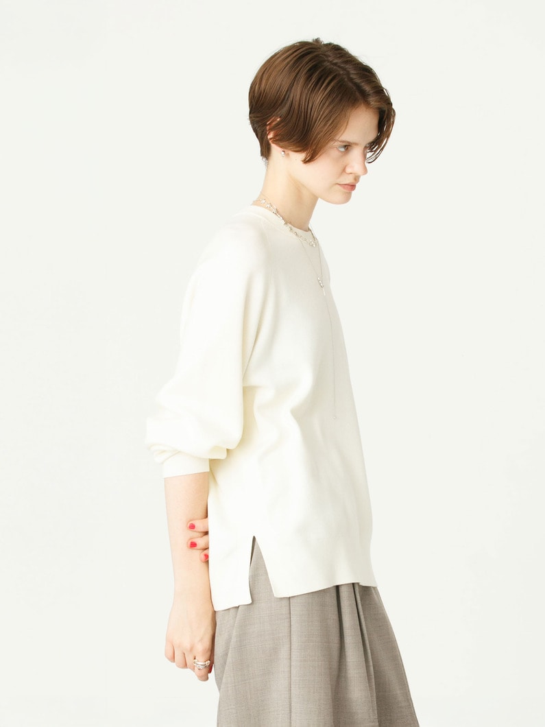 エアーコットン スムース ニット プルオーバー 詳細画像 white 3