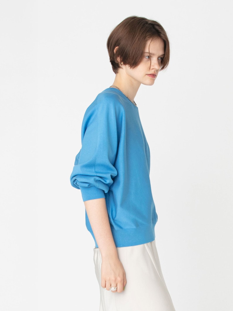 シルクコットン ロングスリーブ ニット トップ 詳細画像 blue 2