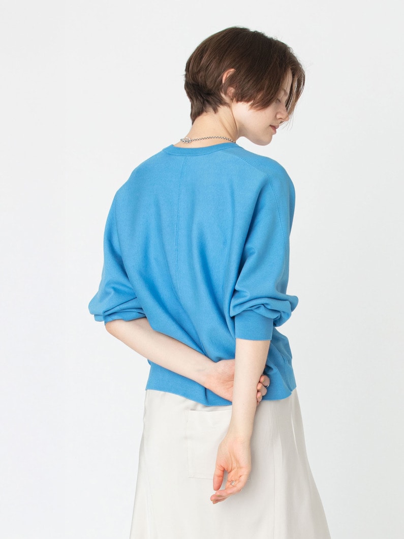 シルクコットン ロングスリーブ ニット トップ 詳細画像 blue 3