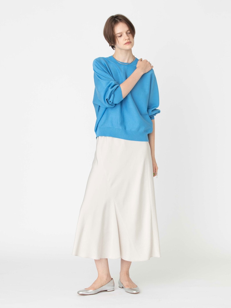 シルクコットン ロングスリーブ ニット トップ 詳細画像 blue 4