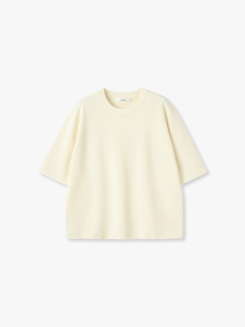 シルクコットン ハーフスリーブ ニット トップ 詳細画像 white