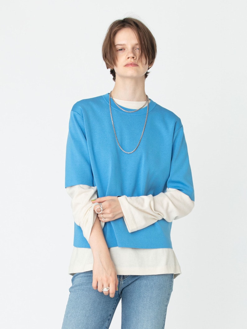 シルクコットン ハーフスリーブ ニット トップ 詳細画像 blue 4