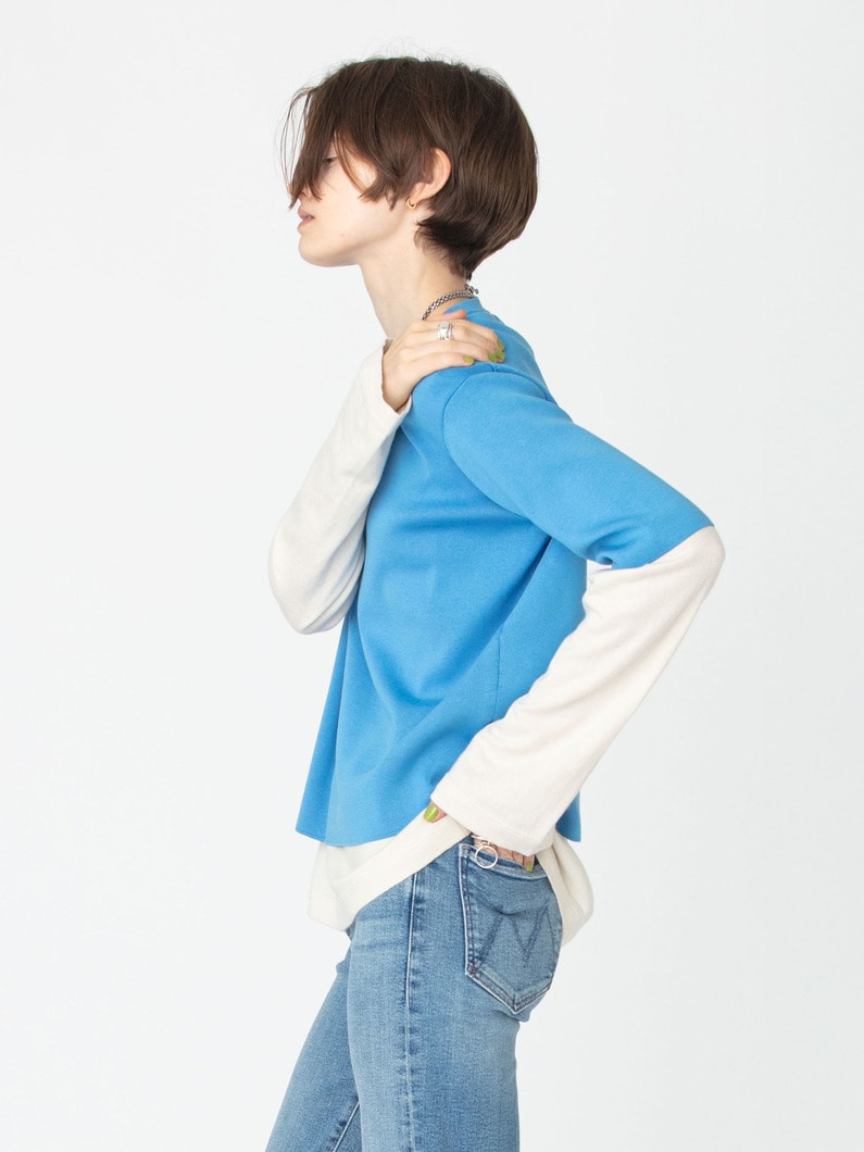 シルクコットン ハーフスリーブ ニット トップ 詳細画像 blue 5