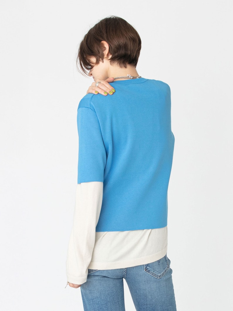 シルクコットン ハーフスリーブ ニット トップ 詳細画像 blue 6