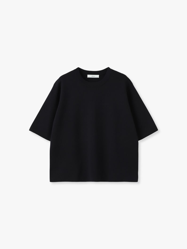 シルクコットン ハーフスリーブ ニット トップ 詳細画像 navy