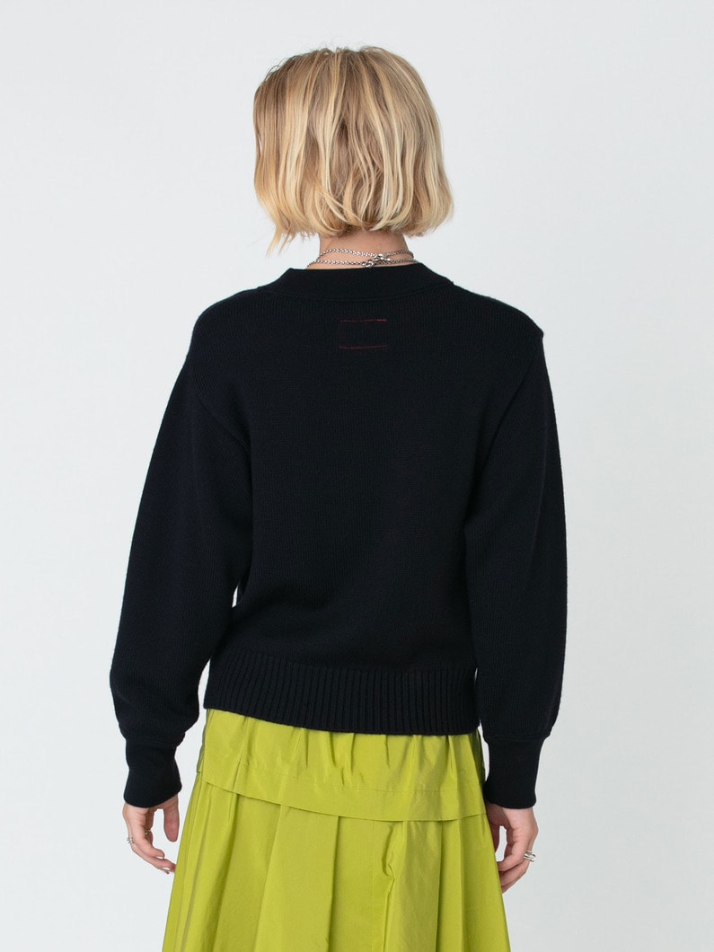 ウール ニット プルオーバー（ホワイト/ネイビー） 詳細画像 navy 3