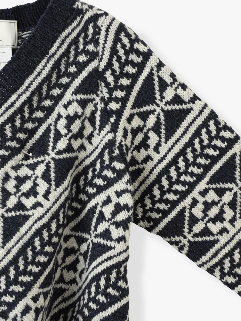 ワイドネック ノルディック ニットプルオーバー 詳細画像 navy 3