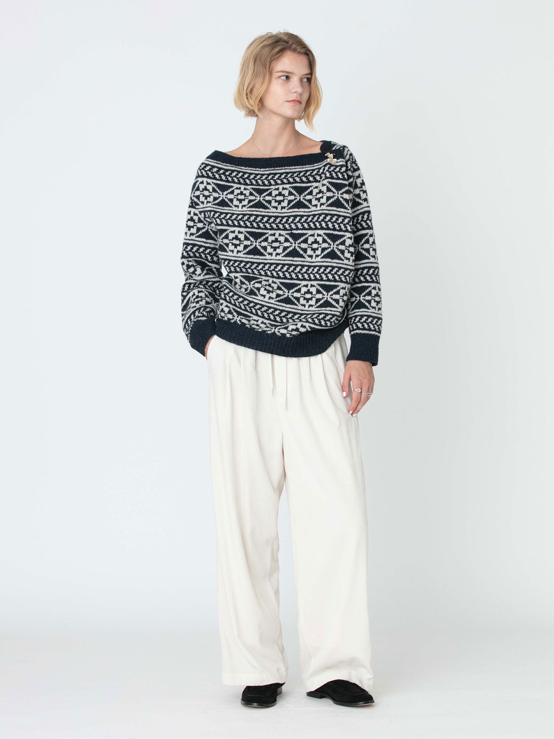 ワイドネック ノルディック ニットプルオーバー 詳細画像 navy 5