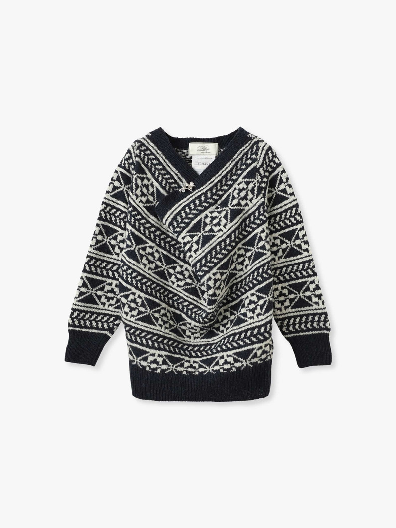 ワイドネック ノルディック ニットプルオーバー 詳細画像 navy 6
