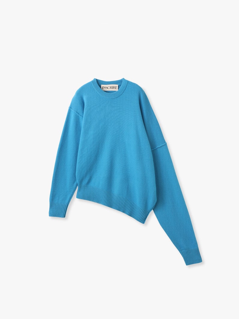 カシミア アシンメトリー ニット プルオーバー 詳細画像 blue