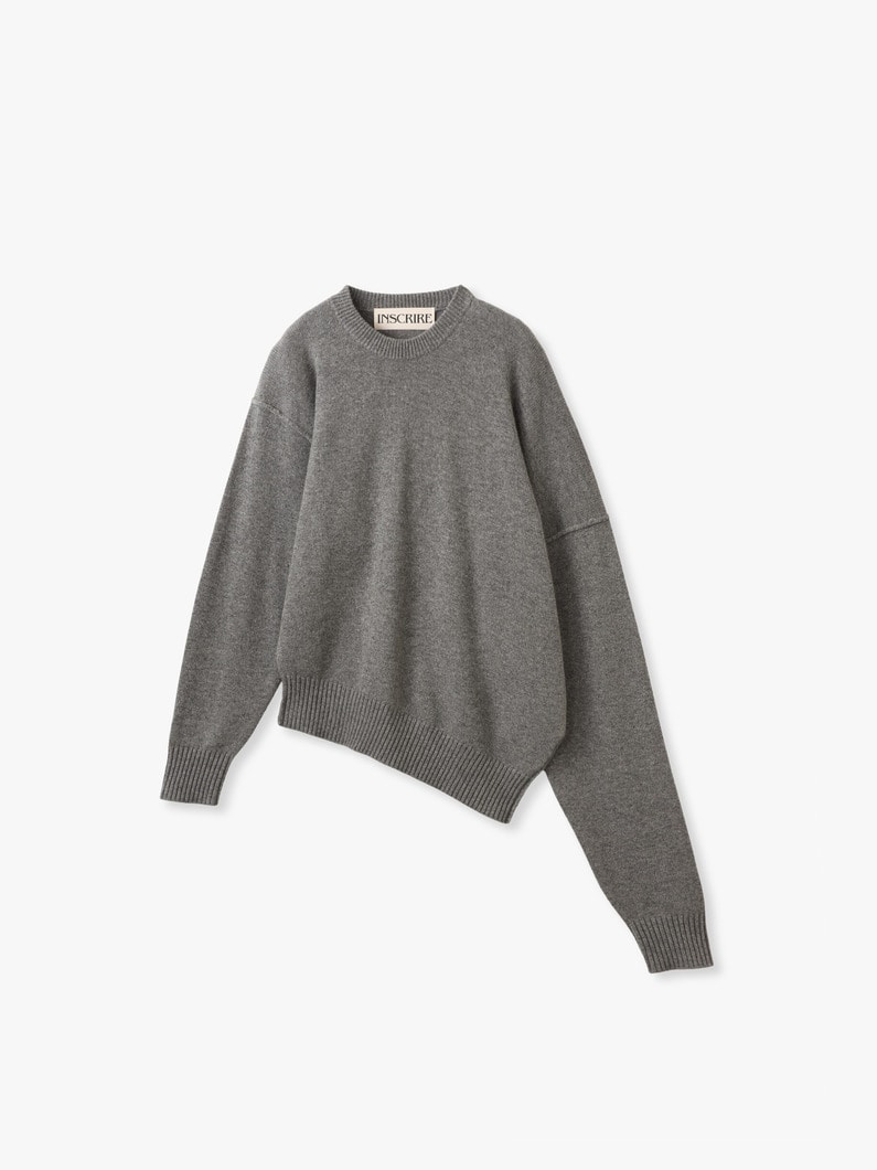 カシミア アシンメトリー ニット プルオーバー 詳細画像 gray 1