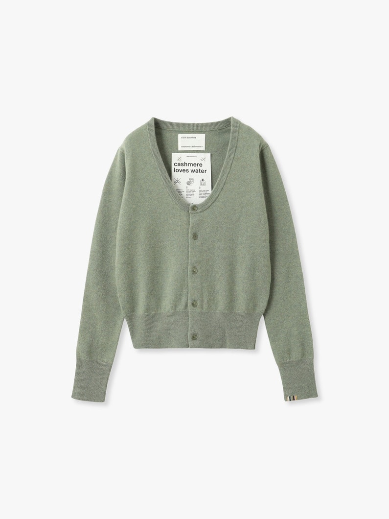 ドロテア カシミア スクープネック ニット カーディガン 詳細画像 light green
