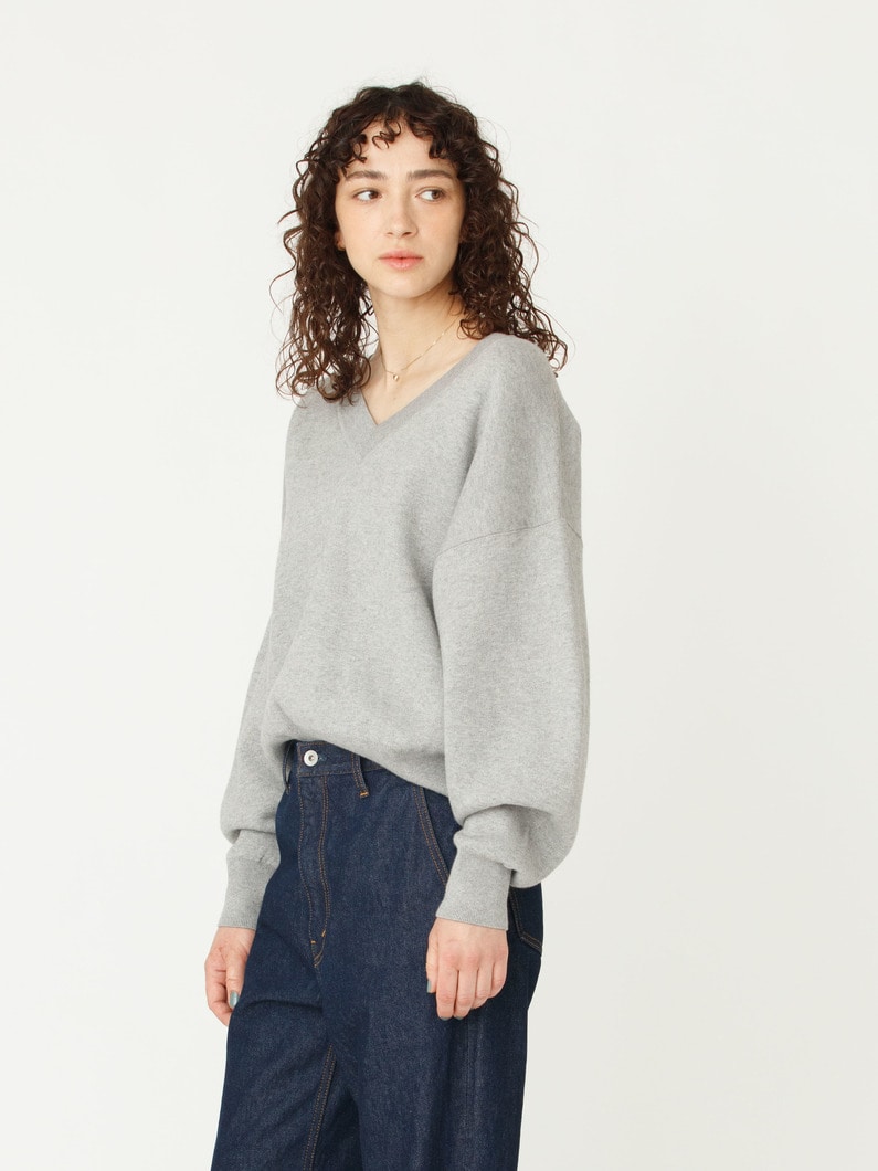コットン カシミア プルオーバー（ブラック/トップグレー/ピンク） 詳細画像 top gray 2