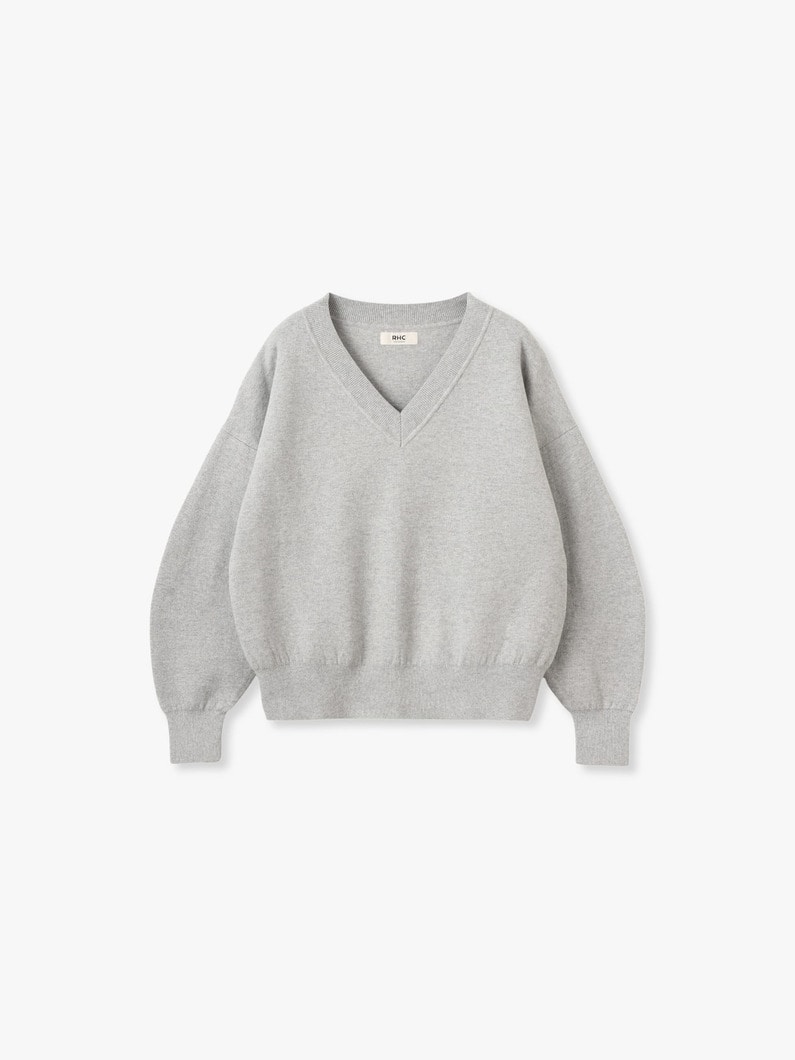 コットン カシミア プルオーバー（ブラック/トップグレー/ピンク） 詳細画像 top gray 4
