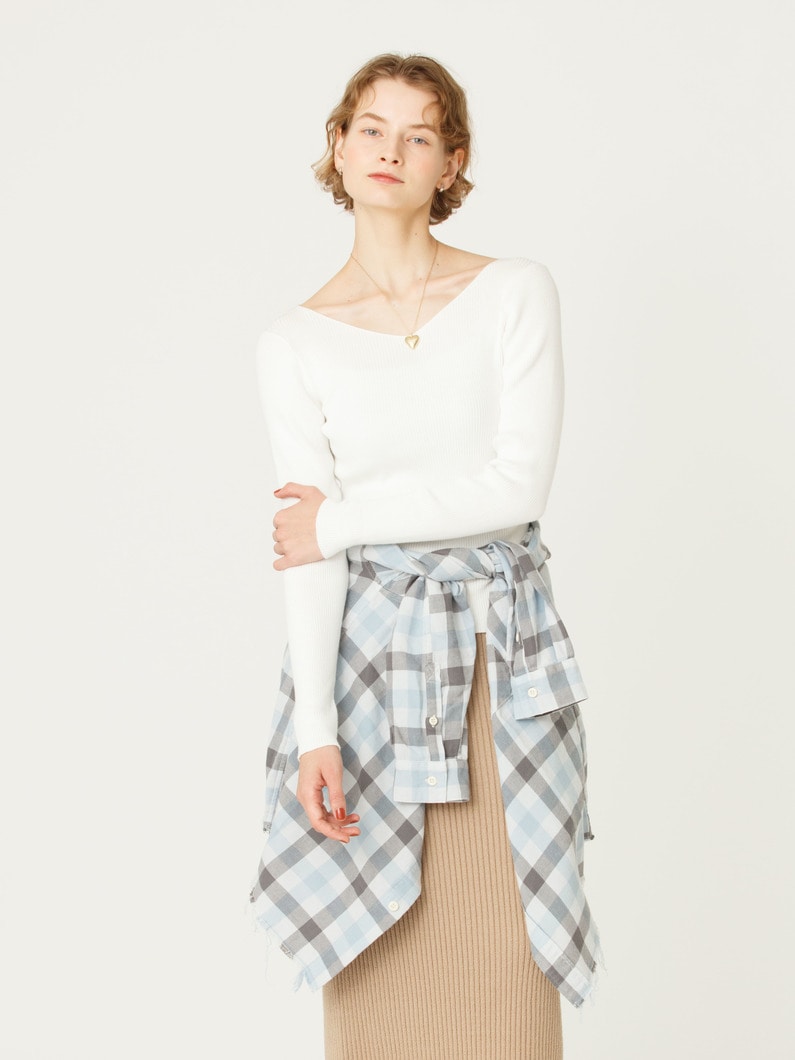 リブ ニット Ｖネック プルオーバー 詳細画像 off white 1