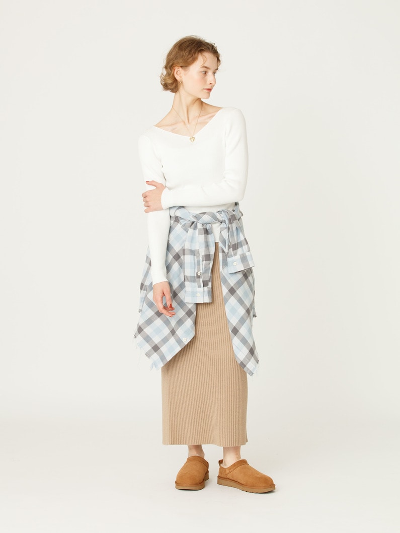 リブ ニット Ｖネック プルオーバー 詳細画像 off white 3