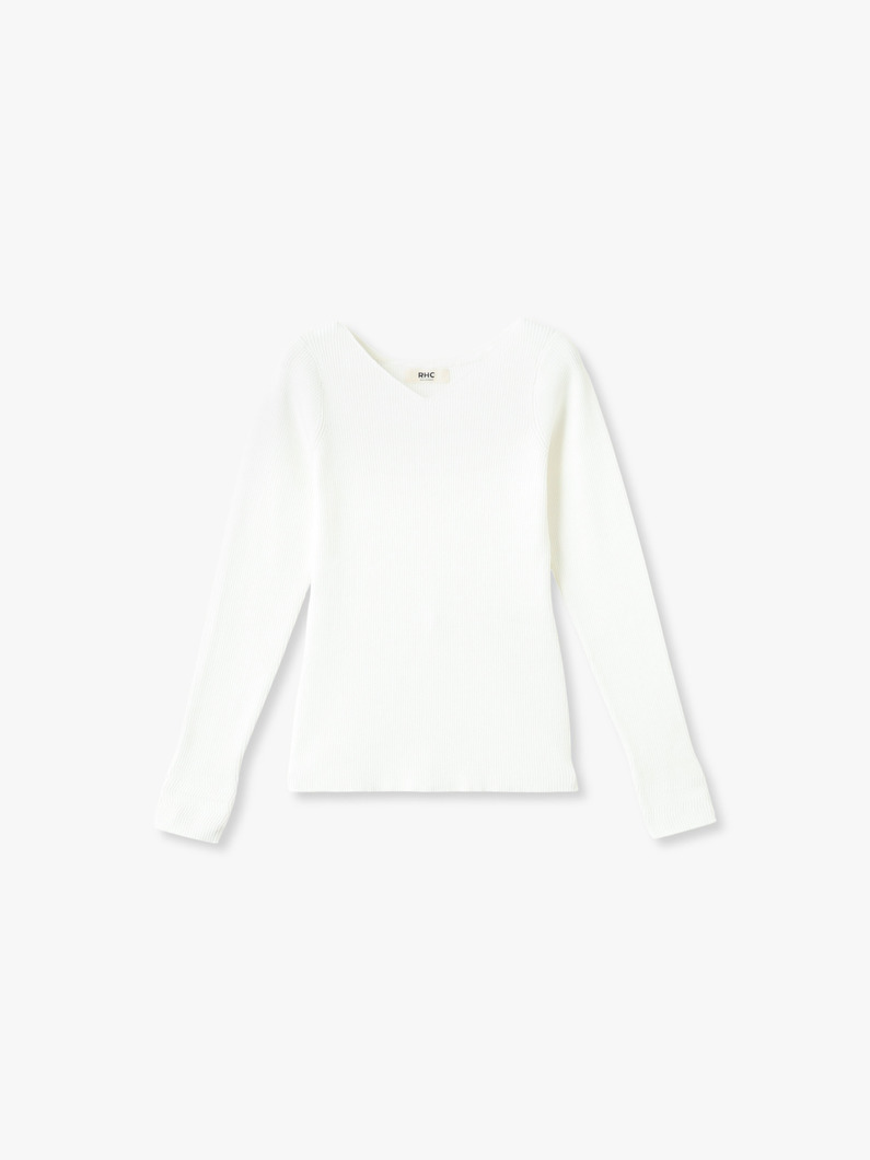 リブ ニット Ｖネック プルオーバー 詳細画像 off white 4