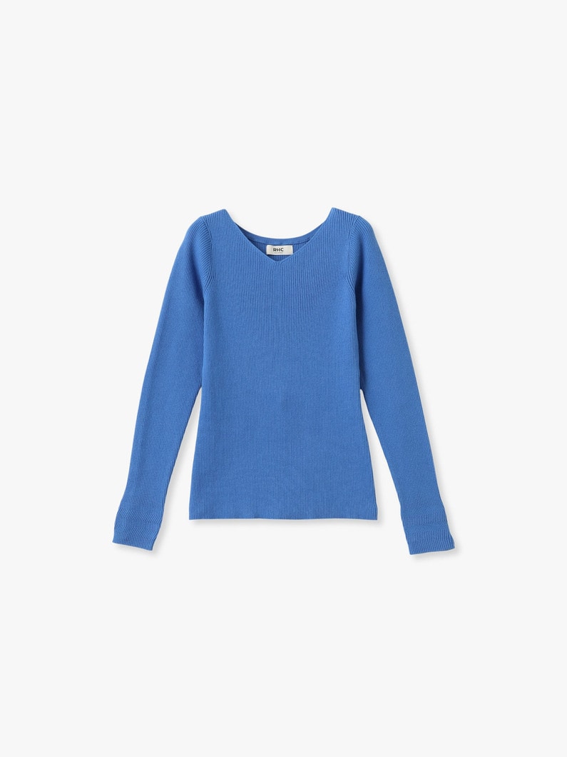 リブ ニット Ｖネック プルオーバー 詳細画像 blue 4