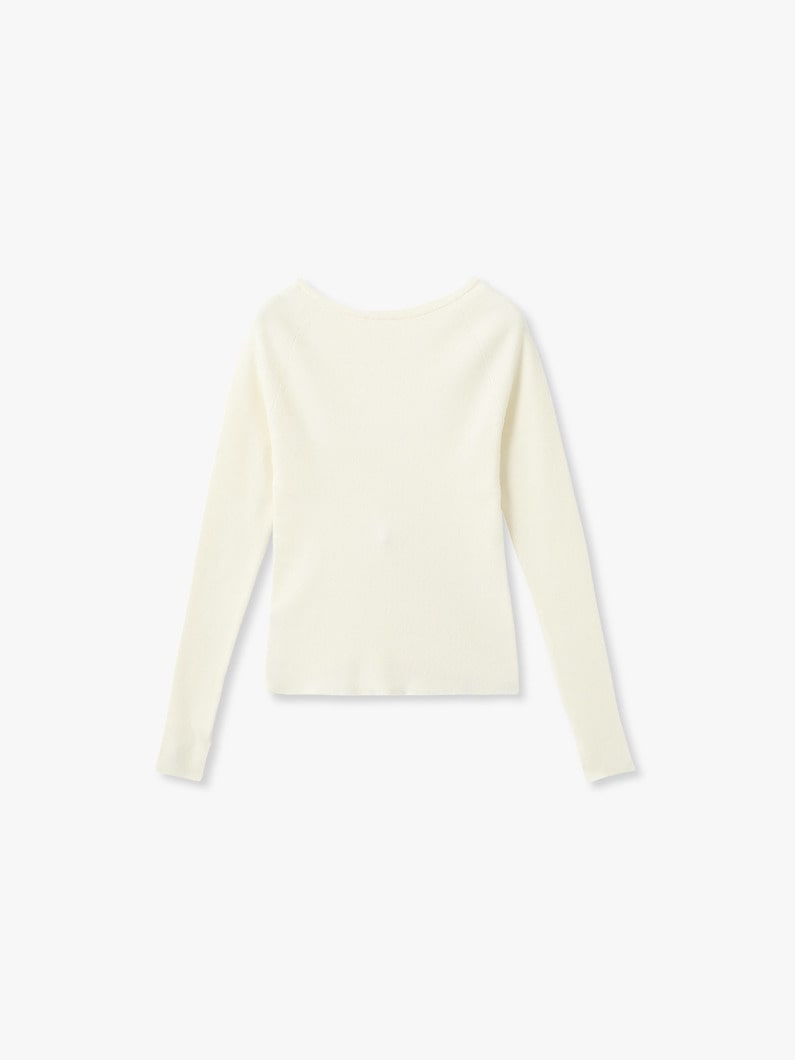 リブ ボートネック ニット トップ 詳細画像 ivory 4