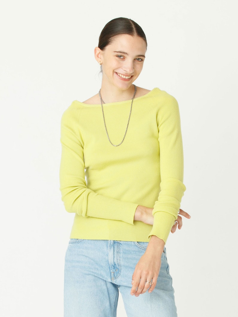 リブ ボートネック ニット トップ 詳細画像 light green