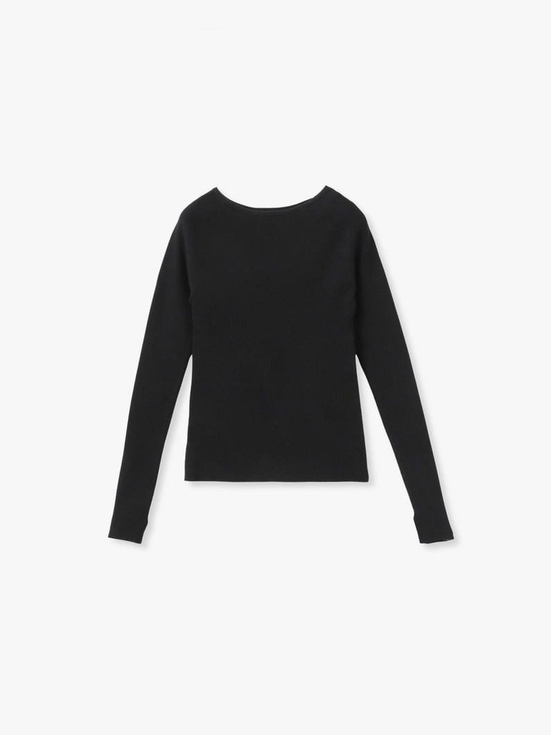 リブ ボートネック ニット トップ 詳細画像 black 4