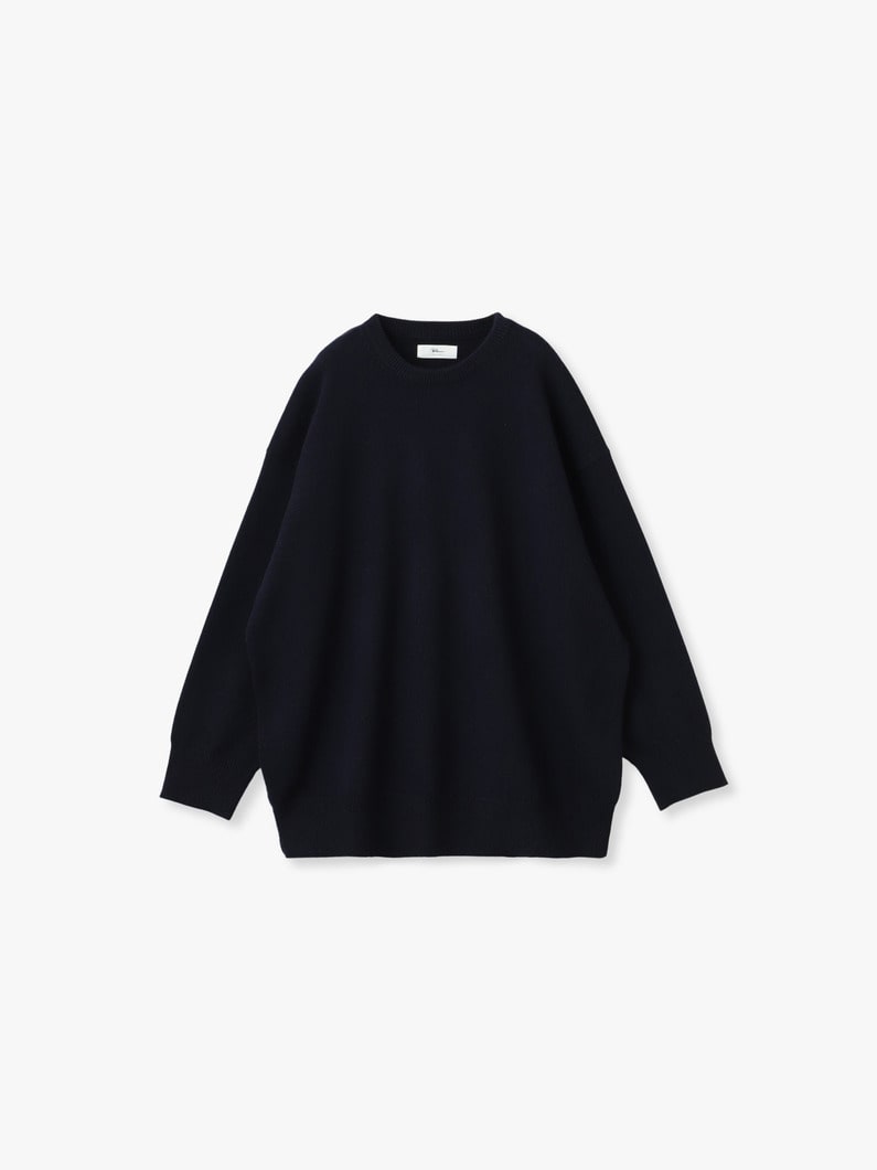 ルーズフィッティング クルーネック ニットプルオーバー 詳細画像 navy