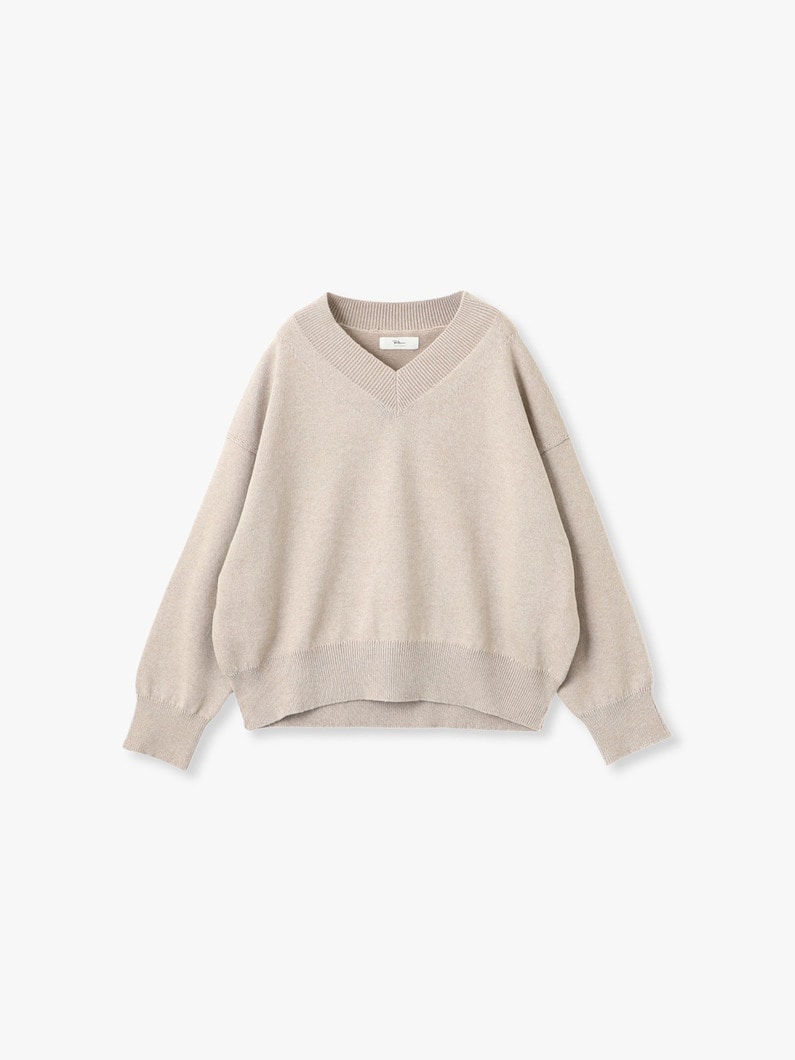 ワイドフィッティング  Vネック ニットプルオーバー 詳細画像 ivory 6