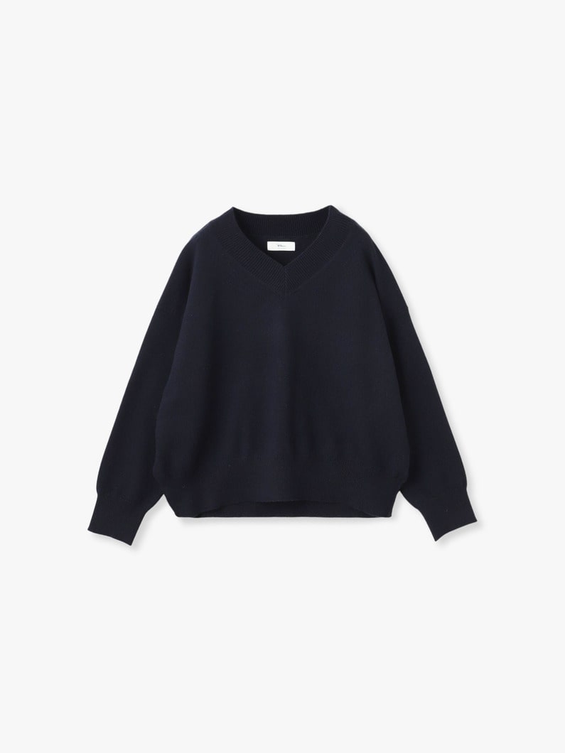 ワイドフィッティング  Vネック ニットプルオーバー 詳細画像 navy
