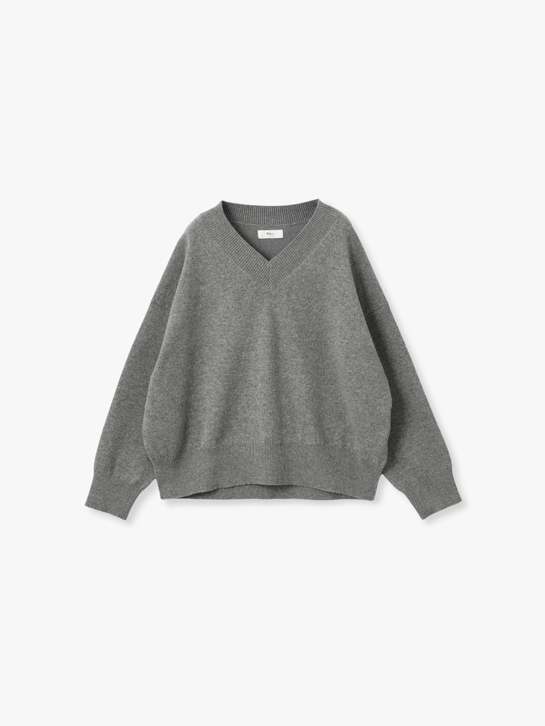 ワイドフィッティング  Vネック ニットプルオーバー 詳細画像 gray 3