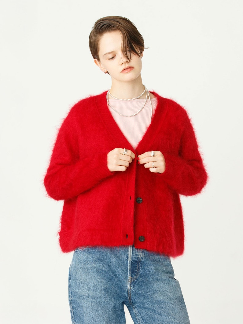 カシミア ファー ニットカーディガン（レッド） 詳細画像 red 2