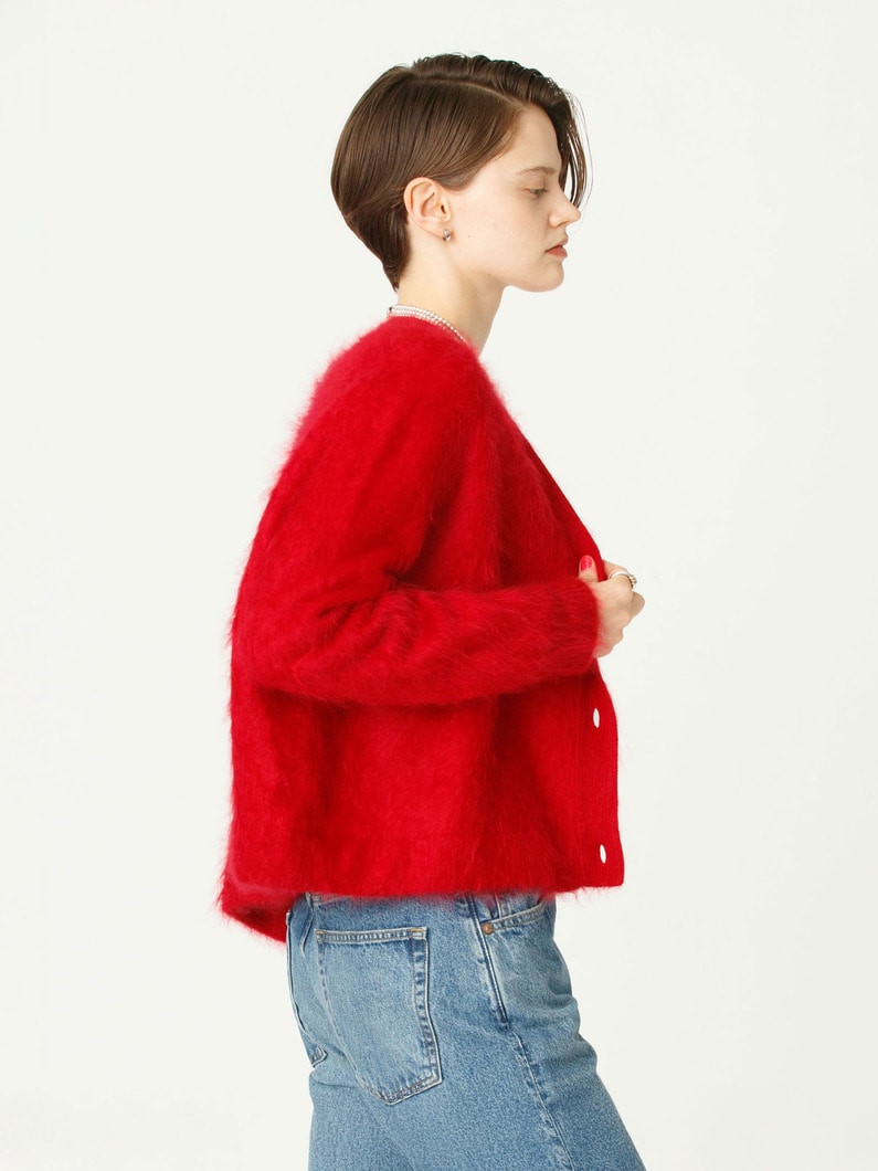 カシミア ファー ニットカーディガン（レッド） 詳細画像 red 3