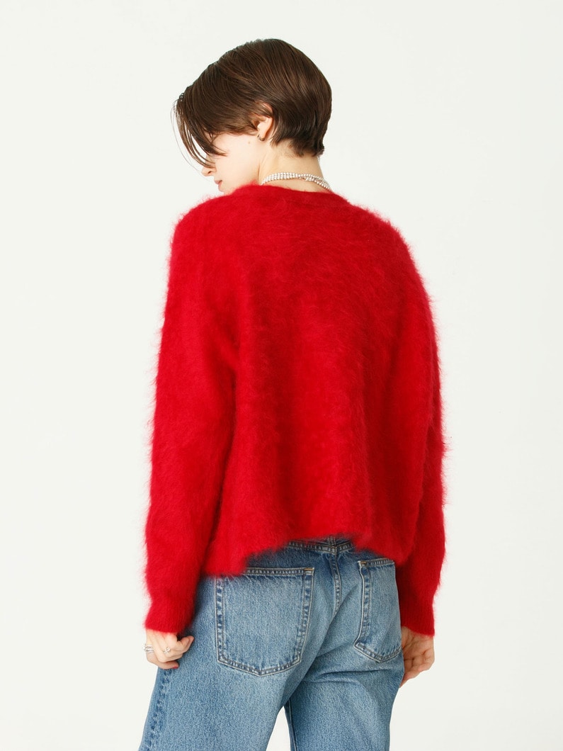 カシミア ファー ニットカーディガン（レッド） 詳細画像 red 4