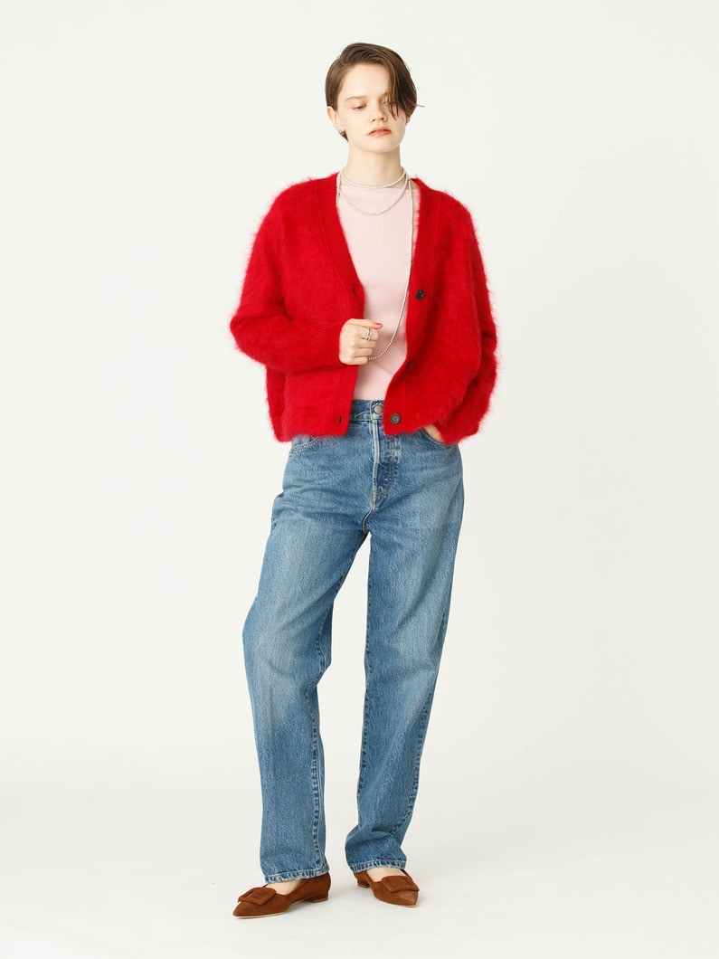 カシミア ファー ニットカーディガン（レッド） 詳細画像 red 5