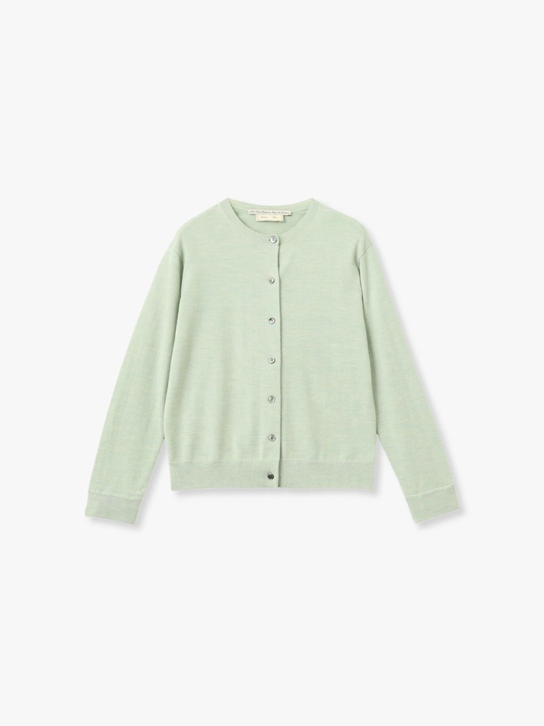 シャツファブリック コンビ クルーネック ニット カーディガン（ネイビー/ライトグリーン） 詳細画像 light green 5