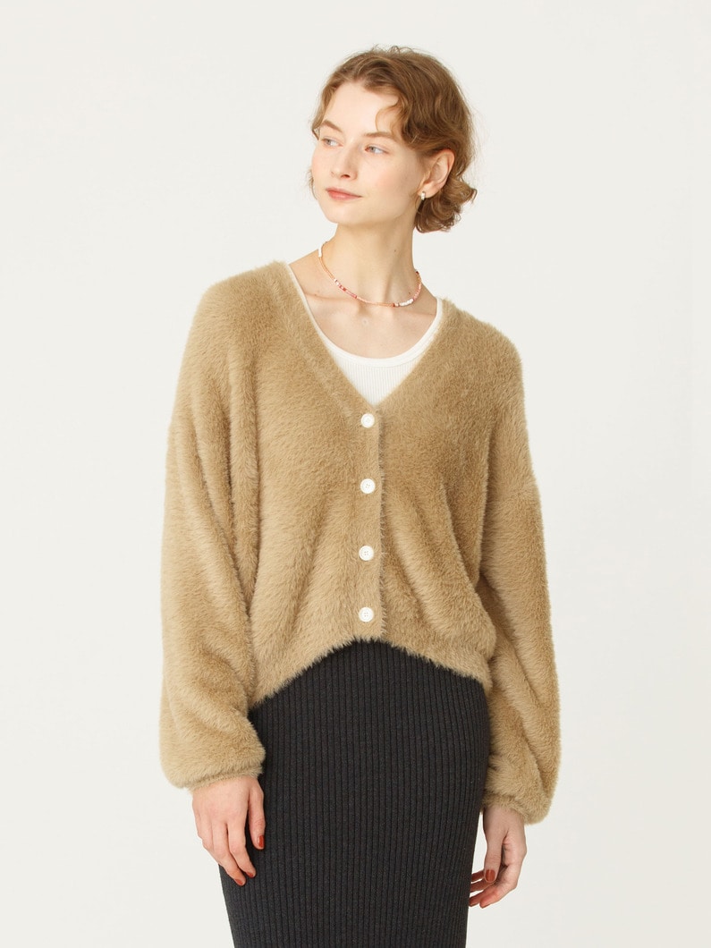 ファーヤーン ニットカーディガン 詳細画像 beige