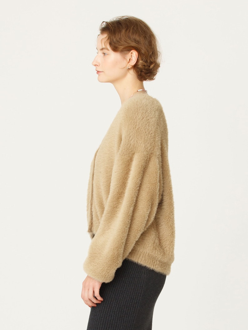 ファーヤーン ニットカーディガン 詳細画像 beige 2