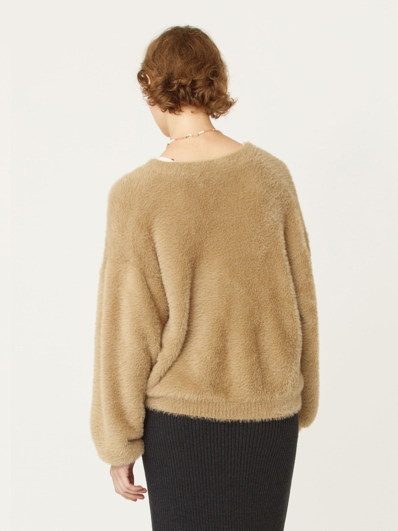 ファーヤーン ニットカーディガン 詳細画像 beige 3
