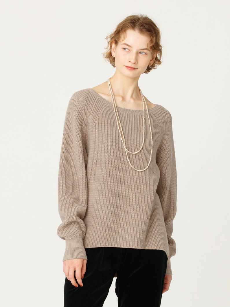 バルキー ヤーン ボートネック プルオーバー 詳細画像 beige 1