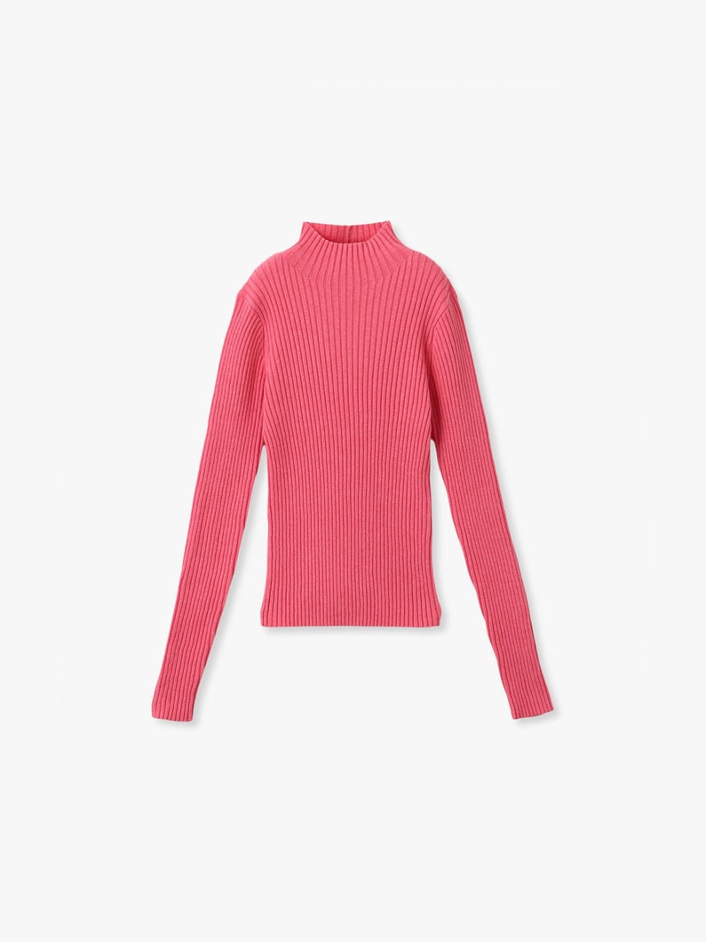 リブ ハイネック ニット トップ 詳細画像 pink 1
