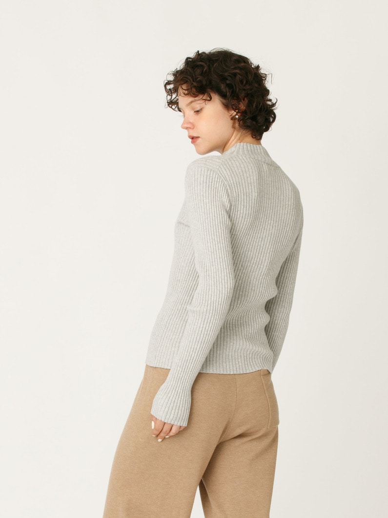 リブ ハイネック ニット トップ 詳細画像 gray 2