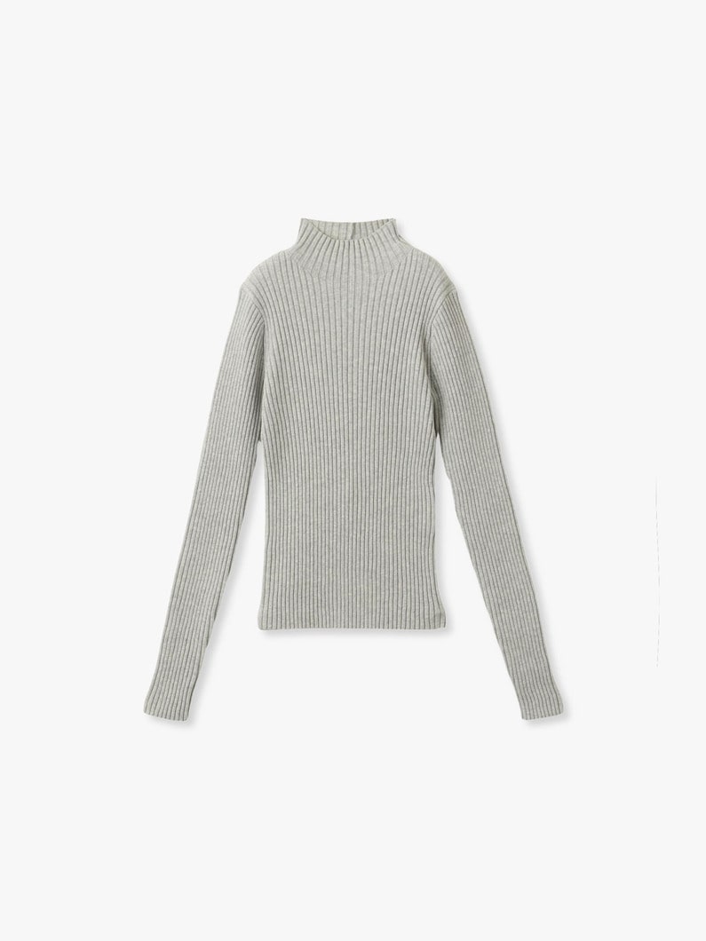 リブ ハイネック ニット トップ 詳細画像 gray 3