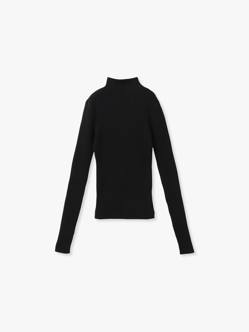 リブ ハイネック ニット トップ 詳細画像 black